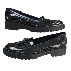 Michael by Michael Shannon Emberlynn Patent Leather Loafers Size 11 Metal Buckle
